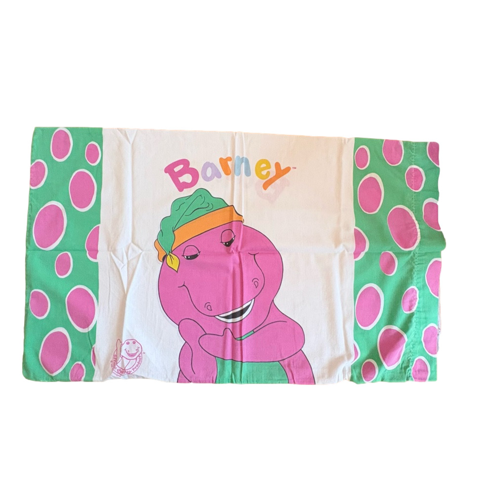 Vintage Barney Dinosaur Sleepy Polka Dot Standard Size Pillowcase